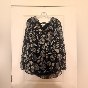 Black and Cream/white Blouse